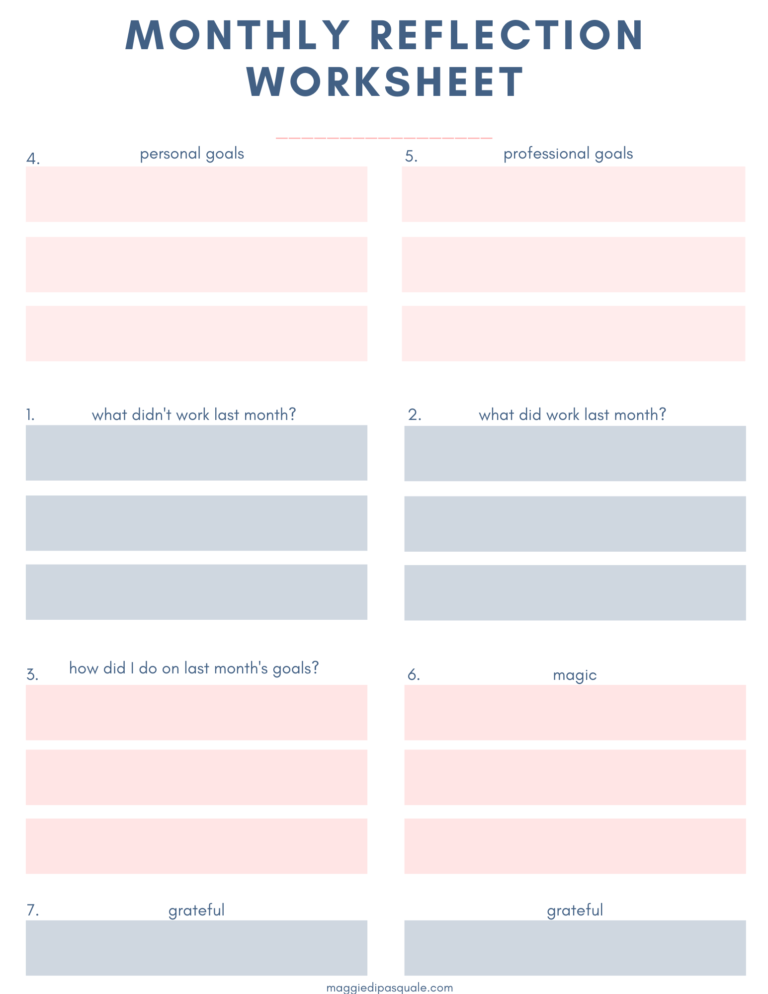 monthly goal setting worksheet – maggie dipasquale